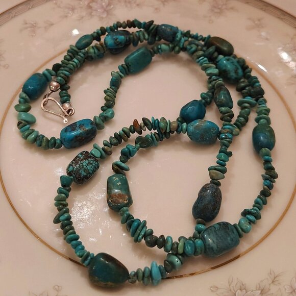 Jay King DTR Sterling Natural Green Blue Turquoise Nugget Strand Necklace - Picture 10 of 10